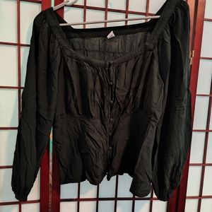 Dark green long sleeve crop top